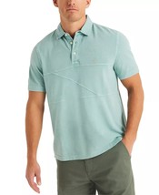 Nautica Men&#39;s Textured Pieced Pique Short Sleeve Polo Shirt -Nile Blue-L... - $33.99