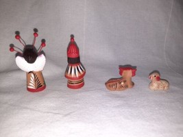Miniature Vintage Tonala Mexican Folk Art Pottery Nativity Set Of 4 Pieces - £10.92 GBP