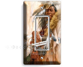 Native American old indian chief with feathers single GFCI light switch wall pla - £7.23 GBP