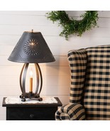 Lizzie Ross Table Lamp in Smokey Black Metal with Tapered Shade - $1,772.37 MXN