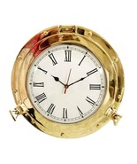 Orologio da oblò per nave in ottone lucido da 12&quot; in ottone lucido,... - $94.37