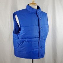 Vintage SportsMaster Puffer Vest 3XL Blue Nylon Snap Front Deadstock Mad... - $41.99