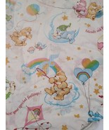 Vintage Care Bears Fitted Twin Sheet Fabric Material 1980s 80s Flaws For... - $17.34