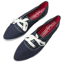 Keds Pointed Toe Sneakers Blue Size 7 Lace Up Canvas Oxford Flat Classic Trainer - £30.97 GBP