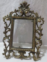 Vtg Antique Rococo Ornate Heavy Brass Easel back picture frame photo Japan - £35.55 GBP