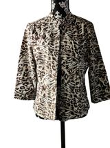 Additions By Chico&#39;s Size 1 Womens Leopard Print Brown Jacket Long Sleeve - €22,01 EUR