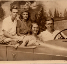 c1940 RPPC Original Studio Shot Two Couples in a Car Prop Photo EKC Post... - £39.24 GBP