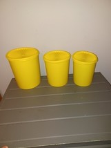 Vintage Tupperware Canister Set Servalier USA Yellow Nesting Set of 3 Wi... - $25.00