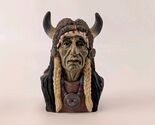 Native American Chief Resin Bust Buffalo Horn Headdress Western Decor 3" - $15.99