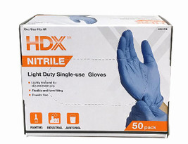 HDX Nitrile Disposable Gloves, 50 Count Box, One Size Fits All - $19.79