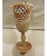 Vintage Imperial Caramel Brown White Swirl Diamond Point Slag Glass Vase... - $482.91 MXN