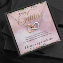 Para Mi Amor Interlocking Hearts Necklace With Message Card - £39.50 GBP
