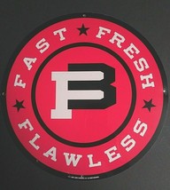 Authentic Jimmy Johns Fast Fresh Flawless Round Metal Tin Food Sign 12&quot;w 2004 - £24.03 GBP