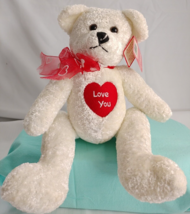 Valentine&#39;s White Bear W/Red Hart  Embroidered With Tags Love You - £15.76 GBP