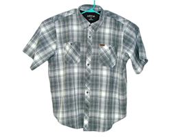 Mens Orvis Plaid Classic Woven Button Up Shirt Dress Casual Black Gray W... - £21.15 GBP
