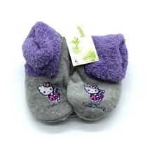 Hello Kitty BambooMN Toddler Girls Slipper Socks Soft Sole Purple Gray US Size 5 - £7.70 GBP