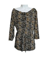 East 5th Cowl Neck Belted 3/4 Sleeve Top Brown Orange Gray size L Busine... - $15.20