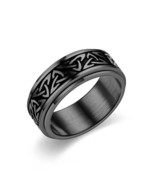 Men&#39;s Black Irish Celtic Trinity Knot Ring Band Stainless Steel Jewelry 8MM - £9.34 GBP