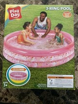 3-Ring Inflatable Pink Play Kids Toddler Swimming Pool Outdoor Swim Center - £23.45 GBP