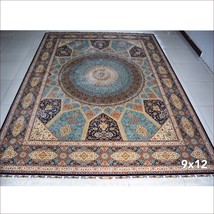 9&#39; x 12&#39; Iranian Qum Silk Rug Carpet Handmade Hand Knotted Oriental Persian Rugs - £4,423.52 GBP