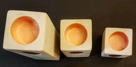 Partylite 3 Tealight Curved Candle Holder Sandstone Texture Copper Medal... - $9.83