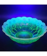 Vintage Fenton Honeycomb &amp; Clover Green Opalescent Uranium Glass Console... - $101.53 CAD