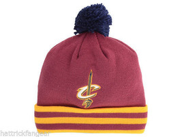 Cleveland Cavaliers Mitchell &amp; Ness NBA Basketball Team Pom Pom Knit Hat/Beanie - £17.82 GBP