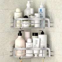 Corner Shower Caddy, Adhesive Wall Mounted Bathroom Corner Shower Shelf With 4 M - £31.96 GBP
