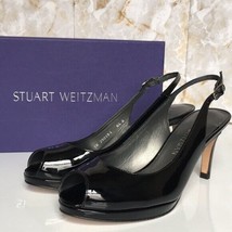 $425 Stuart Weitzman Slinky Peep Toe Heel Shoes Women&#39;s 9.5 NEW IN BOX - £110.18 GBP