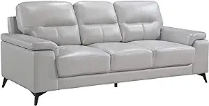 Homelegance 89&quot; Leather Sofa, Silver Gray - $2,041.99