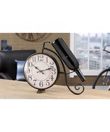 Clock Wine Bottle Holder Bicycle Vintage Inspired Rustic Look Black Iron... - £27.68 GBP