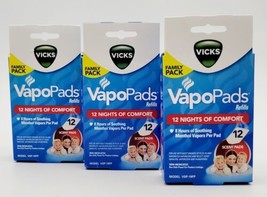 36 Vicks VapoPads Refills Menthol Family 3 Packs Soothing Pads VSP-19  - £22.33 GBP