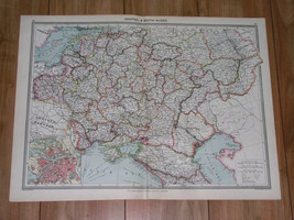 1908 Antique Map Of Russia Poland Ukraine Estonia Lithuania Latvia Belarus - £27.92 GBP