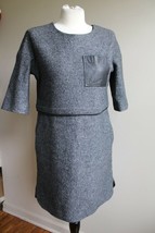 Madewell S Gray Wool Blend Leather Pocket Installation Dress B2651 - £26.83 GBP