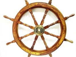  Nautical Marine Wooden Steering Ship Wheel ~ Pirate Captain Ship Wall D... - £143.48 GBP