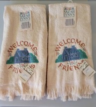 Sarah Lynn&#39;s Country Kitchen Welcome Friends Set of 2 Towels USA - Vintage - £14.48 GBP