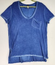 We The Free Shirt Womens Medium Blue Distressed Preppy Casual Mom Core Top - £23.35 GBP