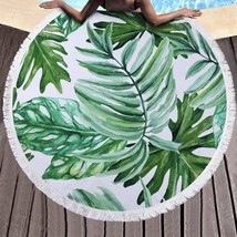 Large Round Beach Towels Microfiber Quick Dry Tropical Hawaiian Palm Printed Tow - £31.63 GBP