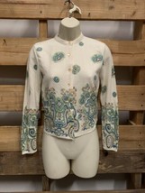 Vintage Empire Knitwear Cardigan Sweater Womans Size S KG Floral Damask - $19.80