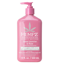 Hempz Sweet Jasmine & Rose Collagen Infused Herbal Body Moisturizer, 17 Oz.