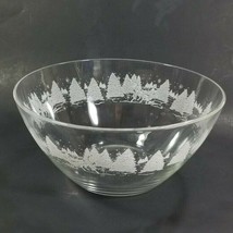 Arcoroc Clear Glass Bowl Holiday Winter Sleigh Ride Christmas Chip Punch Party - £10.39 GBP