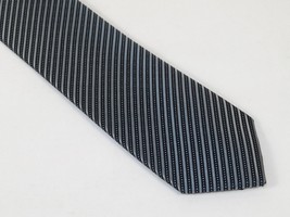 Mens Narrow Tie/Hankie Set Woven Vito Rofolo VTR-110 Black Gray Stripe image 3