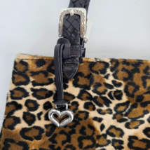 Brighton Faux Fur Leopard Animal Print Shoulder Bag Purse Braided Leathe... - £31.57 GBP