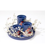 Christmas Santa Votive Candleholder Set 5 piece Metal 8 inch Diameter - €12,38 EUR