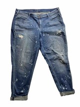 Lane Bryant Boyfriend Jeans Womens 22 Medium Wash Paint Splattered Destr... - £13.23 GBP