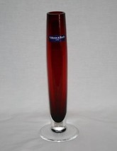 Villeroy &amp; Boch Ruby Red / Clear Glass Cylinder Vase  #2077 - £45.64 GBP