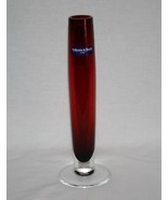 Villeroy &amp; Boch Ruby Red / Clear Glass Cylinder Vase  #2077 - £45.68 GBP