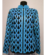Light Blue Leather Jacket for Woman Coat Women Zipper Short Collar All S... - £179.63 GBP