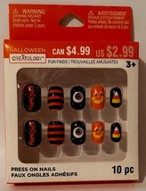 Creatology Halloween Press On Nails SPOOKY Orange &amp; Black Colors NEW  Nail Treat - £2.92 GBP