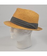 J Crew Adult Large XL Brown Gray Fedora Hat Cap 100% Paper Straw Casual - $22.26